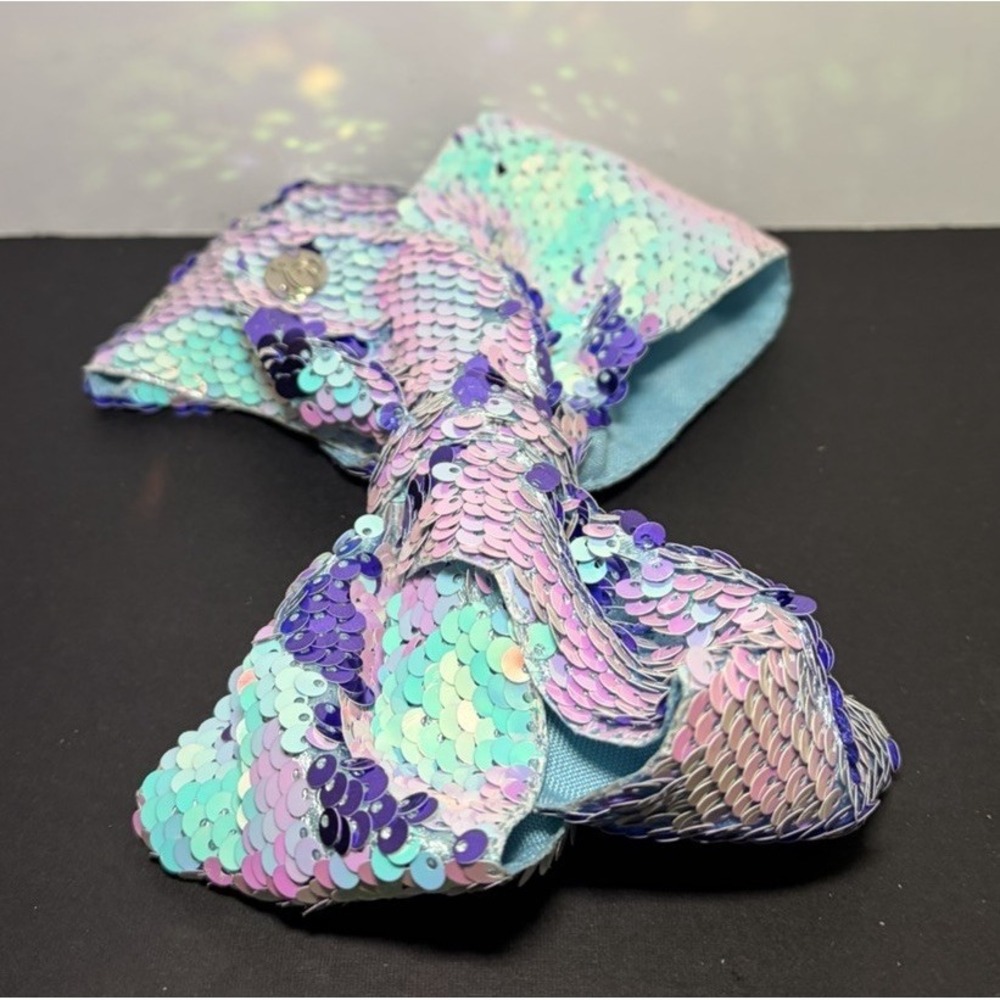 Jojo Siwa Sequin Hair Bow Large Purple Aqua Mermaid Clip-In - Picture 6 of 8